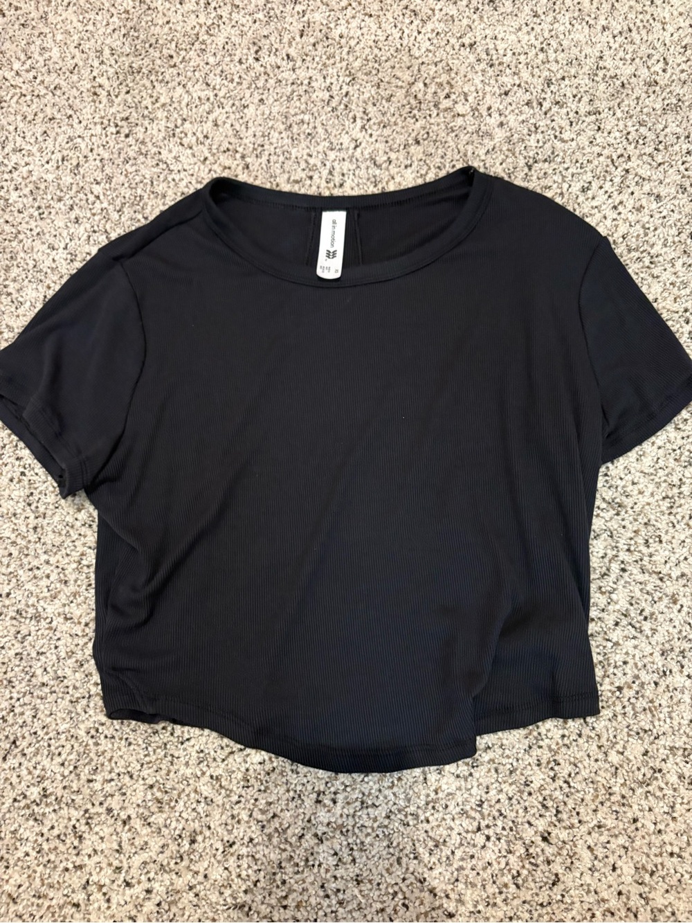 all in motion Black Ribbed Cropped Tee